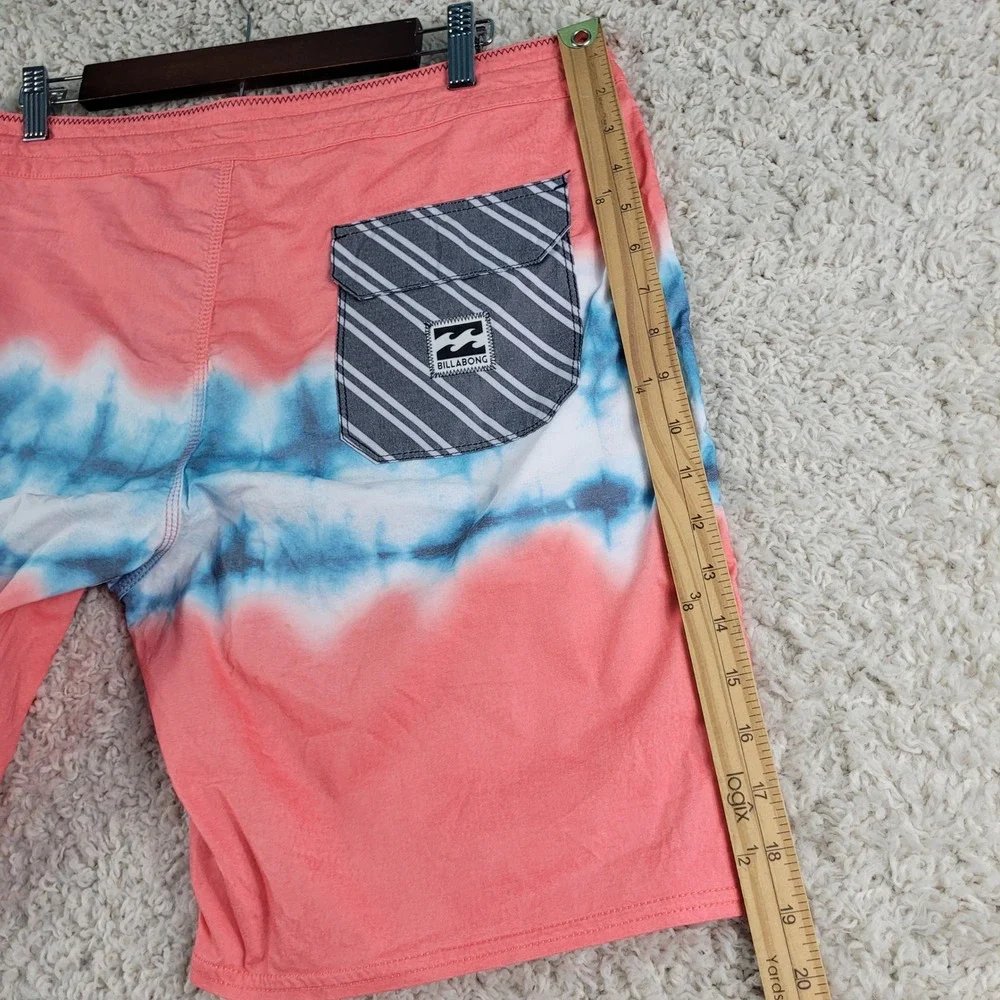Billabong Lo Tides Sundays Board Shorts‎ Men 34 Pink Blue Tie Dye Excellent Surf